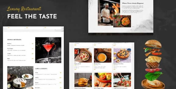 Luxury restaurant food and website content presentation