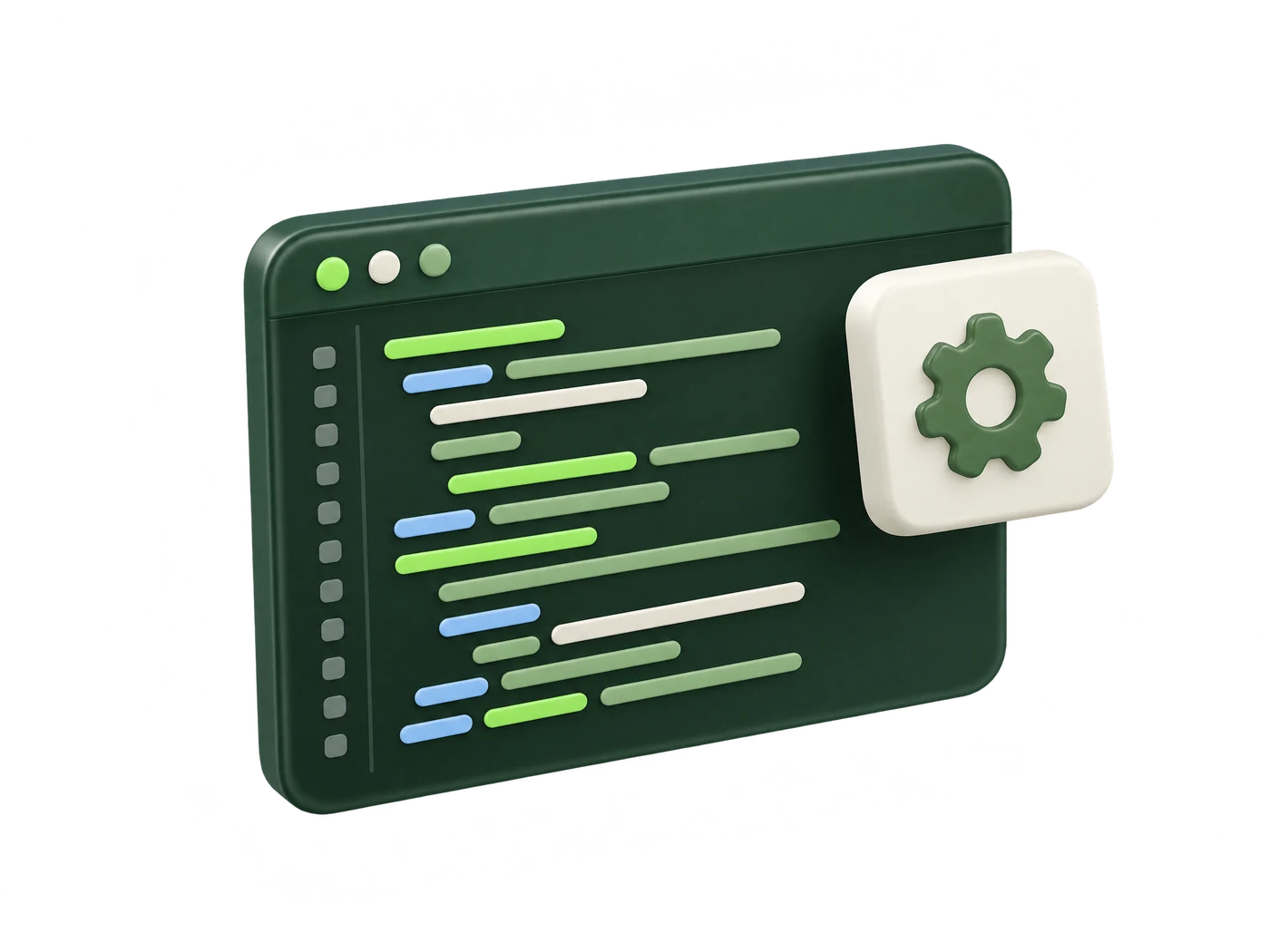 Software code window and settings illustration